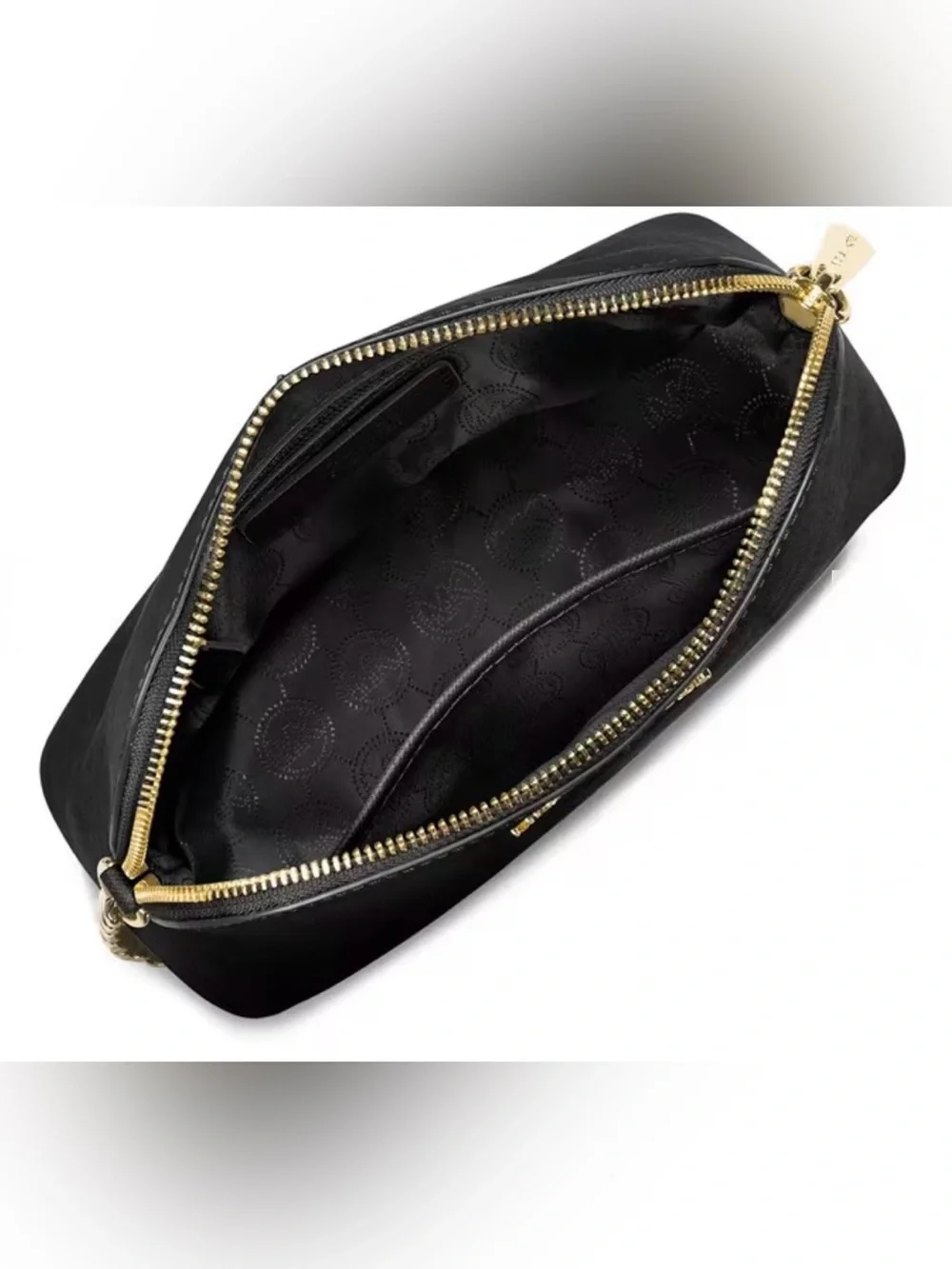 Michael Kors Black Saffiano Dome Crossbody with Gold Logo